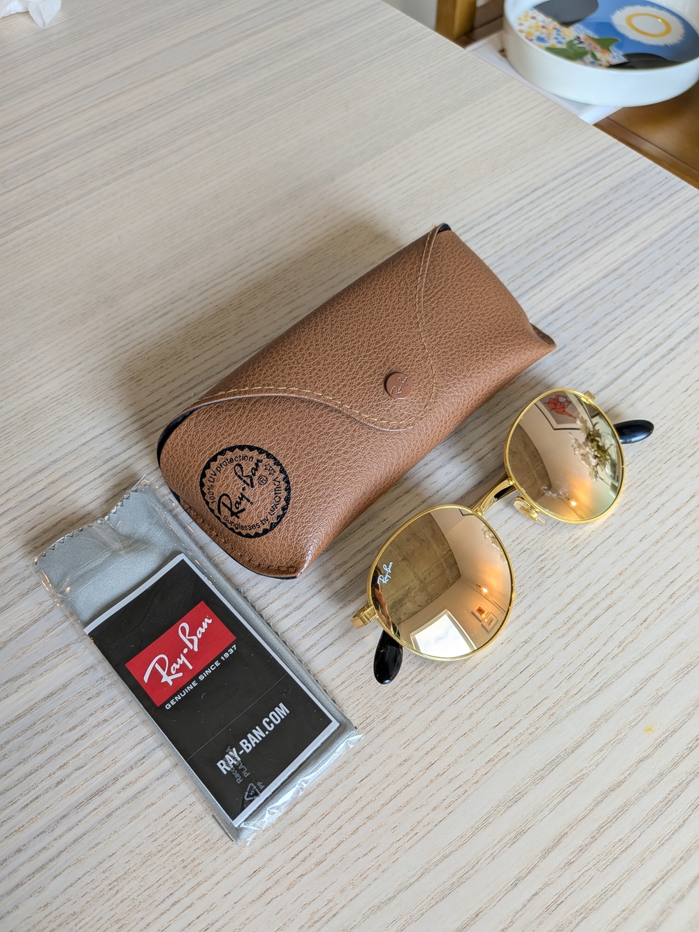 Ray-Ban RB3537 Round Metal Sunglasses  -  Gold / Copper Mirror